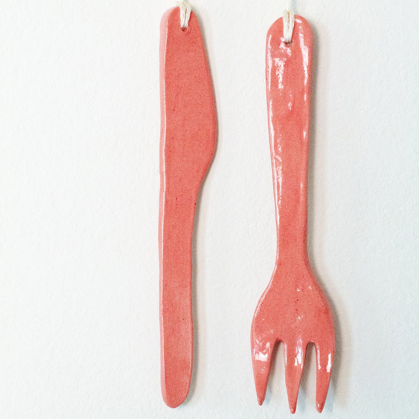 Knife & Fork Red - Handmade Ceramic Wall Hanging